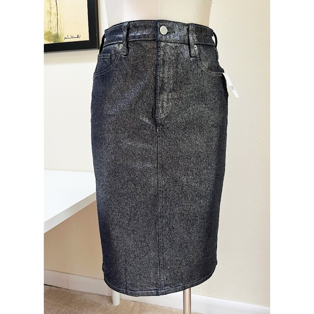 NWT Gap Blue Shine Denim Midi Skirt
